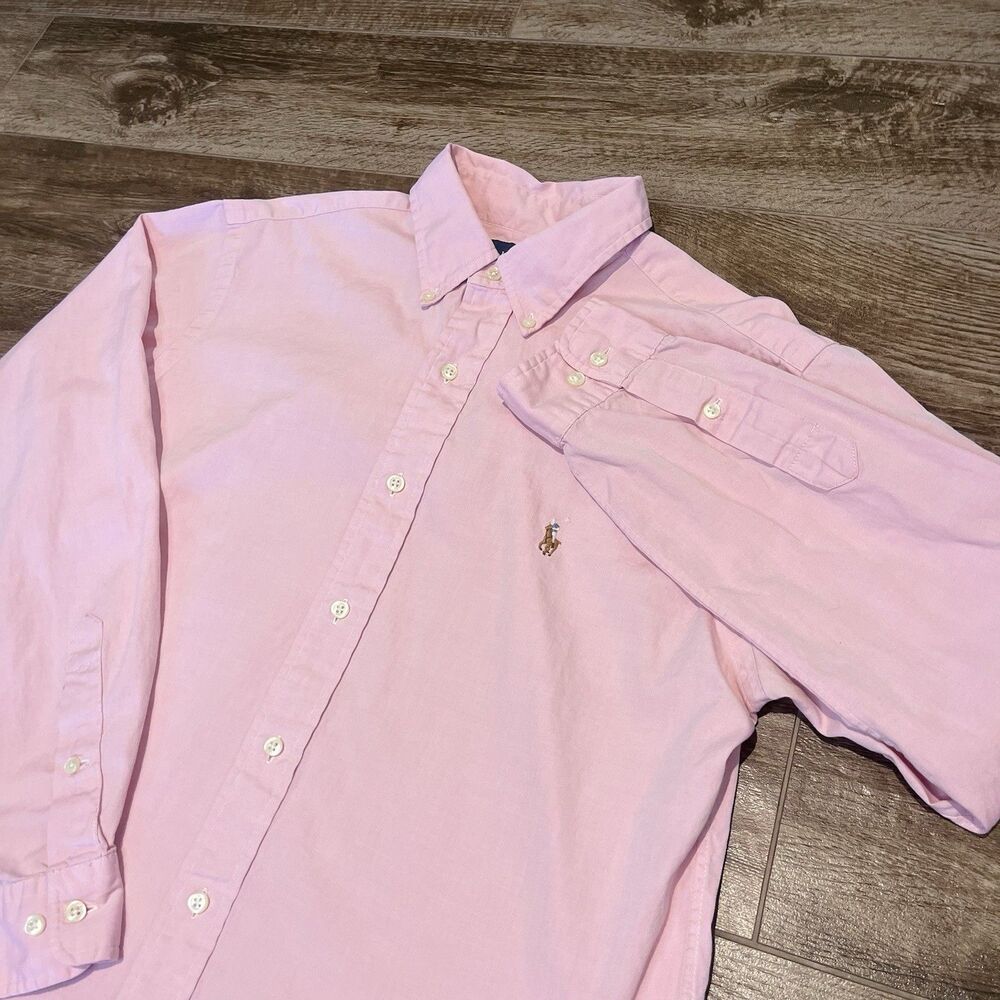 Ralph Lauren Button Down Oxford Shirt Mens 16 34/35 Pink Classic Fit Flesh Pony